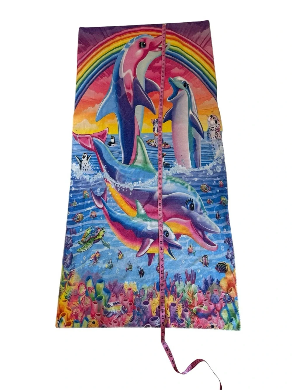 Vintage Y2K Lisa Frank Dolphin Inspired Beach Towel